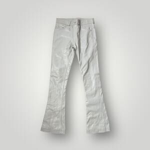 NYRVA Grey Genuine Leather Flare Pants Size 30 High Waist Retro Y2K- L34